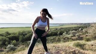 Training outdoors with a sporty girl can get really intense