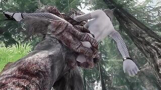 Dark Elf gets her pussy smashed by a giant troll cock