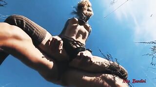 Petite teen Mia Bandini gets her pussy smashed outdoors in a steamy scene