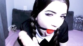 Wednesday Addams gets her pussy filled with cum by a horny cam girl