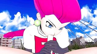 Jessie from Team Rocket fucks your Pokémon in an intense hentai POV