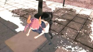 Hentai with a girl who is fucking with an invisible guy