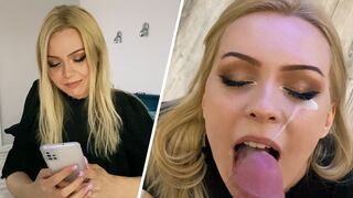 A beautiful neighbor visited and received an intense blowjob experience