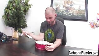 A hot woman, Natasha Nice, fucks her boss after working for him for a while