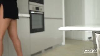 Pervert guy masturbates his cock and his step mom catches him to fuck her
