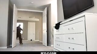 The babysitter, a busty MILF, gets fucked by her boss in a steamy encounter