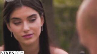 The shy brunette Stefany, a VIXEN model, is passionate with Alberto
