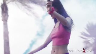 Skinny brunette Eliza Ibarra rides Karl’s monster cock