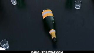 Bottle spinning game turns into a steamy foursome with stepdads and sluts