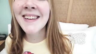 Redhead girl with freckles had her first experience on camera, getting fucked