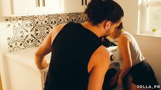 A husband rewarded his wife with passionate sex for doing the laundry