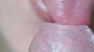 She could not swallow a huge penis, so she spewed and wasted it all