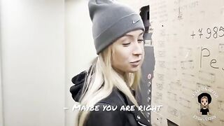 A blonde gets her husband to watch as she sucks a huge dick