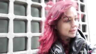 Redhead college girl Ria Red gets picked up and fucked rough by German Scout