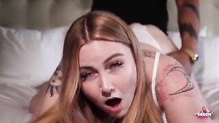 PAWG Gracie Squirts, known for her chubby frame and striking tattoos, gets deep BBC creampied