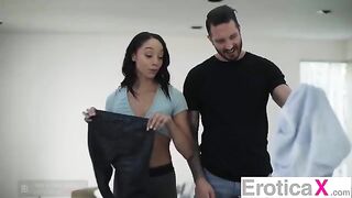 The couple has a sensual and erotic sex