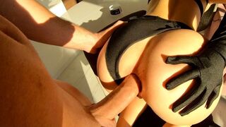 The guy pleads with the hot beauty to fuck his ass hard
