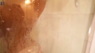 Young and pretty girl has sex with a huge dildo in the shower