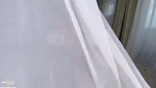 An amateur couple has sex on a vacation trip with creampie and tit action
