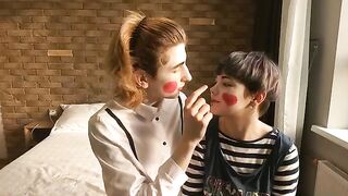 A sexy mime show with passionate, romantic sex and intense kissing