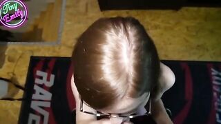The perverted student gets her glasses full of sperm