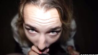 Cute girl swallows a huge load after doggy style sex on the playground