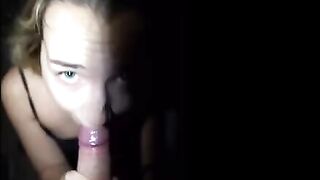 Cute girl swallows a huge load after doggy style sex on the playground