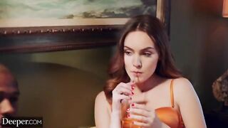 Sexy brunette Freya knows how to get her man's undivided attention in a steamy scene