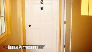 A couple, Scarlet Red and Clover, get intimate while their neighbor watches