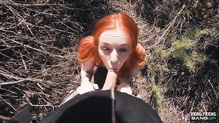 The sexy ginger teen Madi Collins gets fucked hard in public