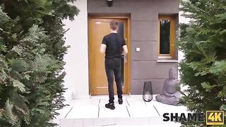 A hot cougar visits her neighbor, hoping for a steamy affair with the young man