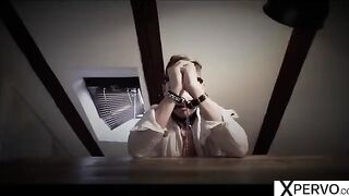Two insatiable step-sisters sharing a sex slave in a steamy scene