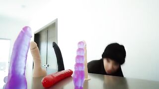 I have sex with my ass and pussy using neighbor's dildos until I squirt