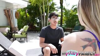 Pervert guy fucks his stepsister and makes her gag on his cock