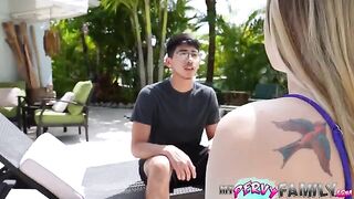 Pervert guy fucks his stepsister and makes her gag on his cock