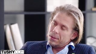 Horny temp Hazel has anal sex with her boss in a steamy TUSHY scene