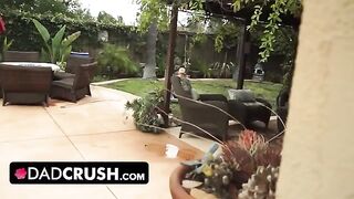 Fit girl lets her stepdad finger and fuck her outdoors