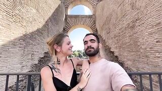 A passionate couple have sex right in the middle of Rome