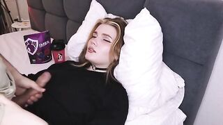 A man came on the tits of a cute girl
