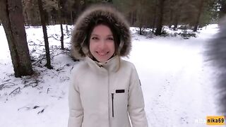 A pretty girl gets fucked outdoors even in winter - MihaNika69