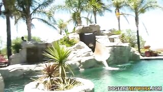 Petite brunette Aliya Brynn gets her pussy filled with BBCs in a massive interracial gangbang