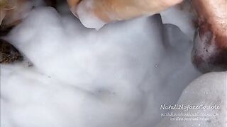 Horny blondie makes a guy cum in the bathtub