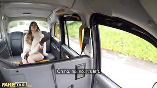 A naughty woman is being fucked by a cabbie in his taxi, true to the wild spirit of FakeTaxi