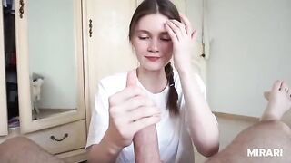 A young college girl is hungry for cum, mirari style