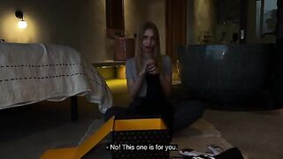 Hot Californiababe gets fucked after unboxing and showing her new stuff