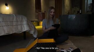 Hot Californiababe gets fucked after unboxing and showing her new stuff