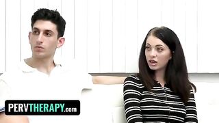 Beautiful milf doctor Kenzie Love helps stepsiblings explore their sexuality in a perv therapy session