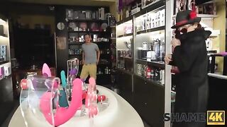 Old and young sex with a busty mature and a big toy