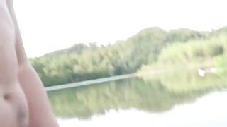 A girl was having fun on the beach with a stranger she met