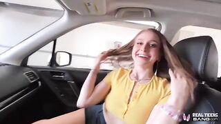 Skinny teen Laney Grey with bubble butt gets her hairy cunt drilled
